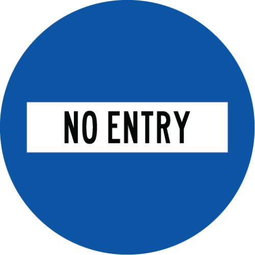 No Entry Blue Round Sign