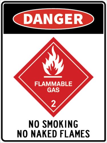 FLAMMABLE GAS2 NO SMOKING NO FLAMES